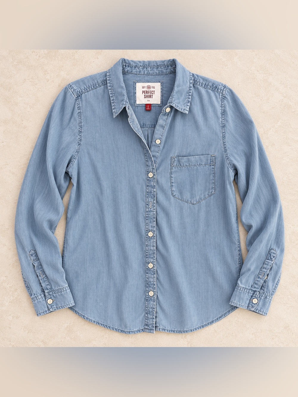 Women's Light Blue Denim Button-Down Shirt